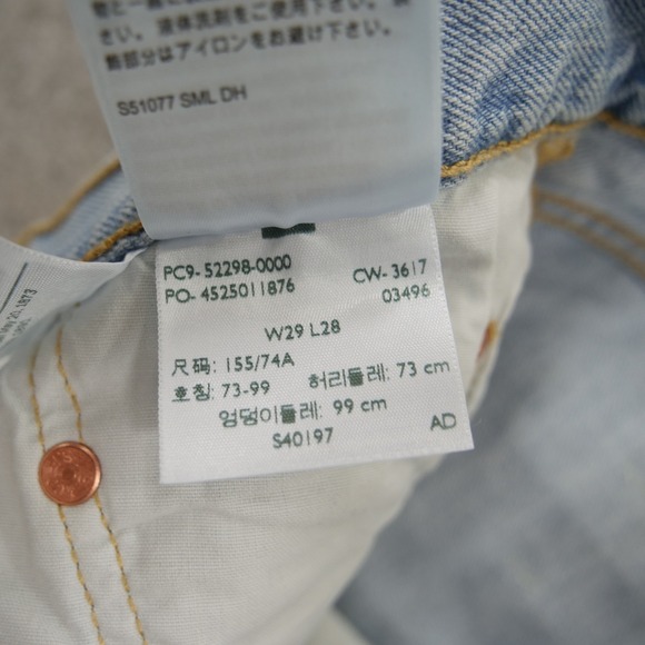 Levis Jeans Womens 29 501 Blue Crop Light Wash Mid Rise Split Hem New - Picture 9 of 12